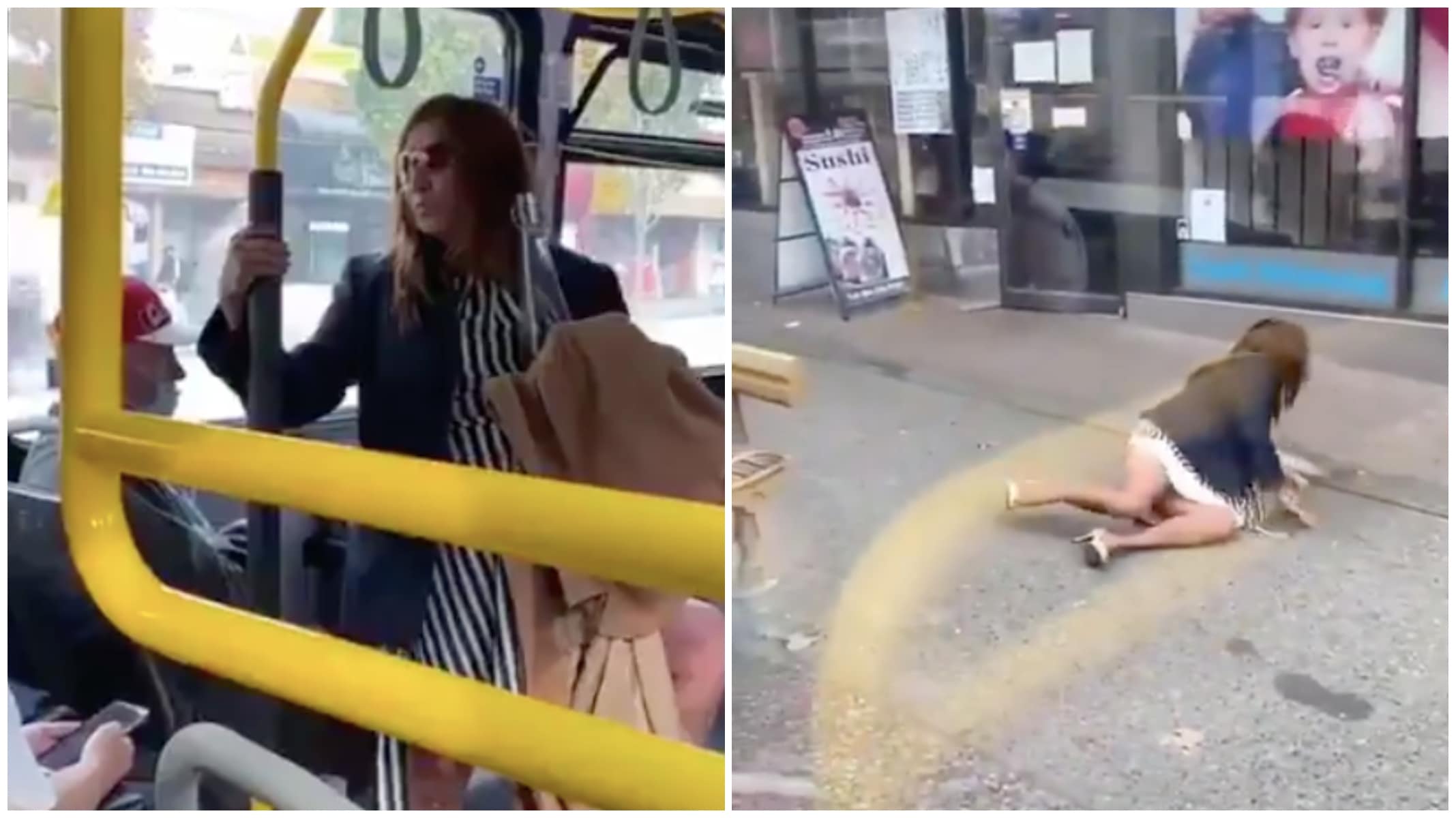 Une femme sans masque lui crache dessus dans le bus, il l'éjecte sur le trottoir