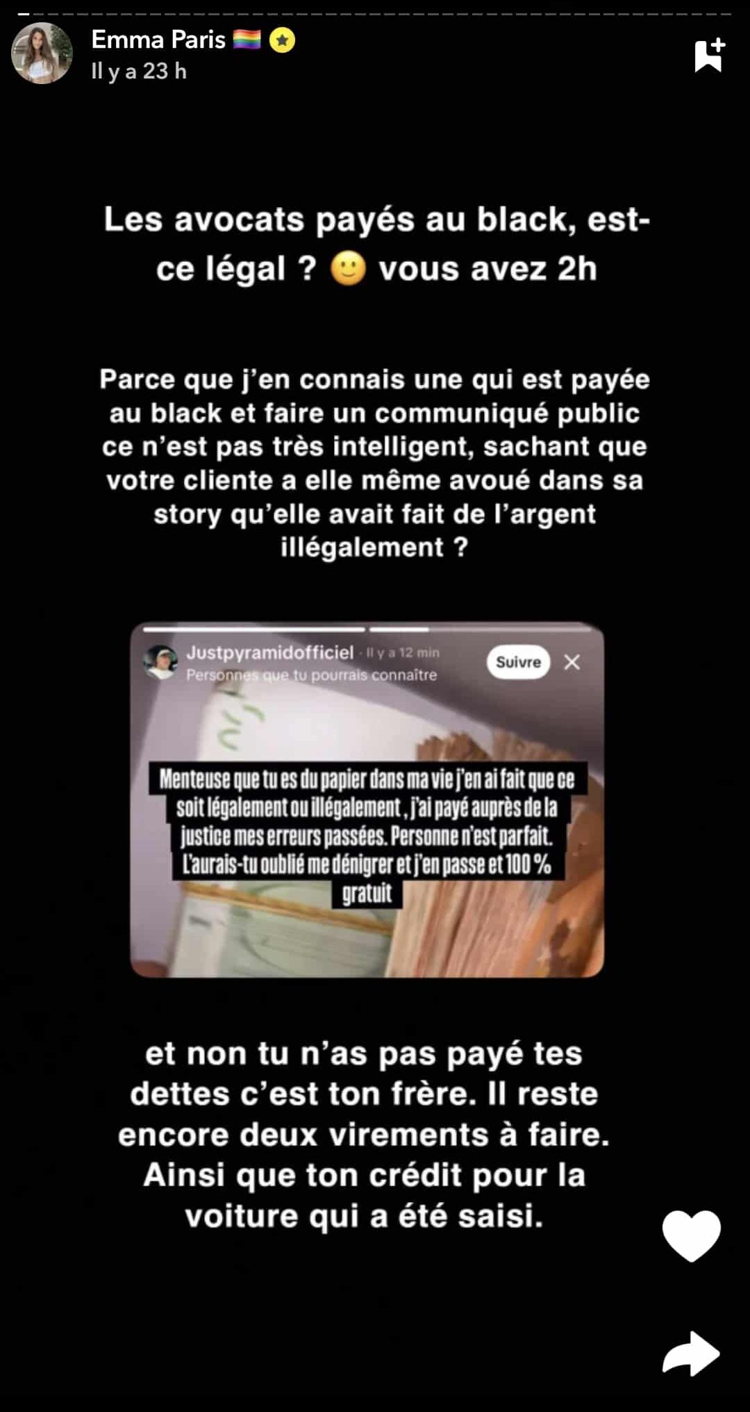 Emma Paris : Just Pyramid publie un communiqué, l’influenceuse met les choses au clair