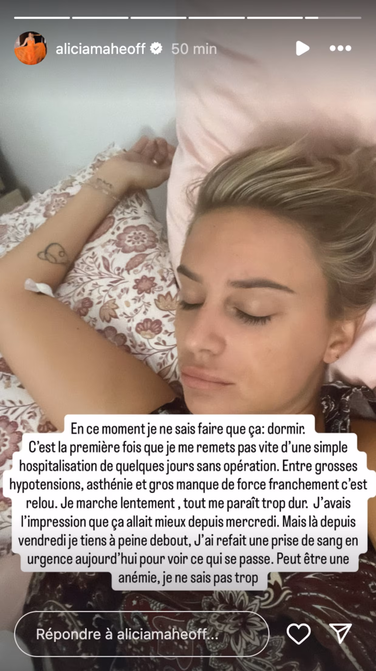 Alicia (MAPR) : hospitalisée, la jeune femme donne de ses nouvelles