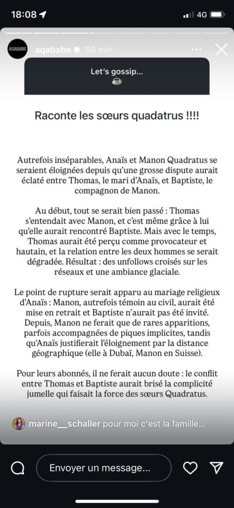 Anaïs et Manon Quadratus : les raisons de leur dispute annoncées 