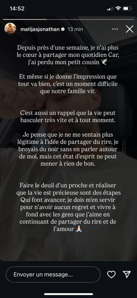 Jonathan Matijas en deuil : le candidat annonce le décès d'un membre de sa famille