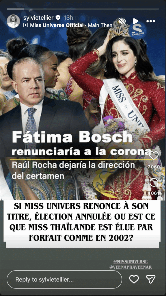 Sylvie Tellier : sous le choc après les propos du patron du concours Miss Univers au sujet de Miss Côte d’Ivoire