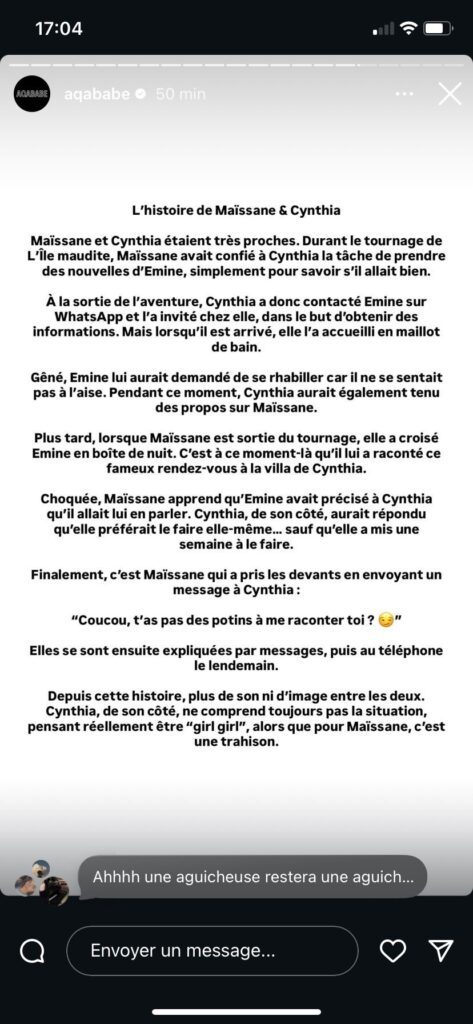 Maissane VS Cynthia : les deux candidates en froid pour Emine, les raisons de leur dispute fuitent