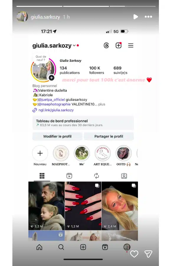 Giulia Sarkozy : elle annonce avoir passé un cap juste après la sortie de prison de son père