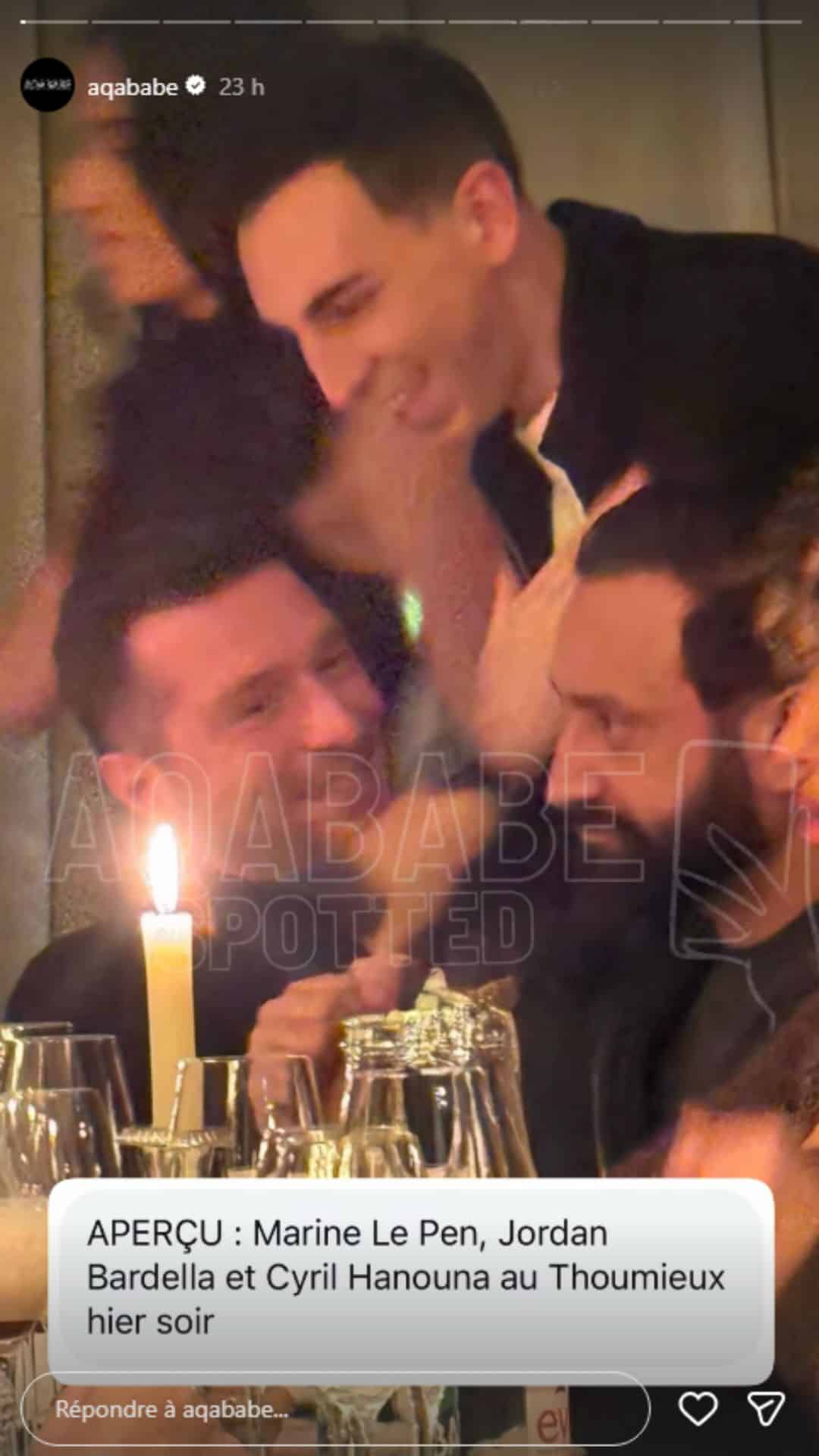 Cyril Hanouna : les images de sa folle soirée au restaurant en compagnie de Jordan Bardella, Marine Le Pen et Jordan de Luxe