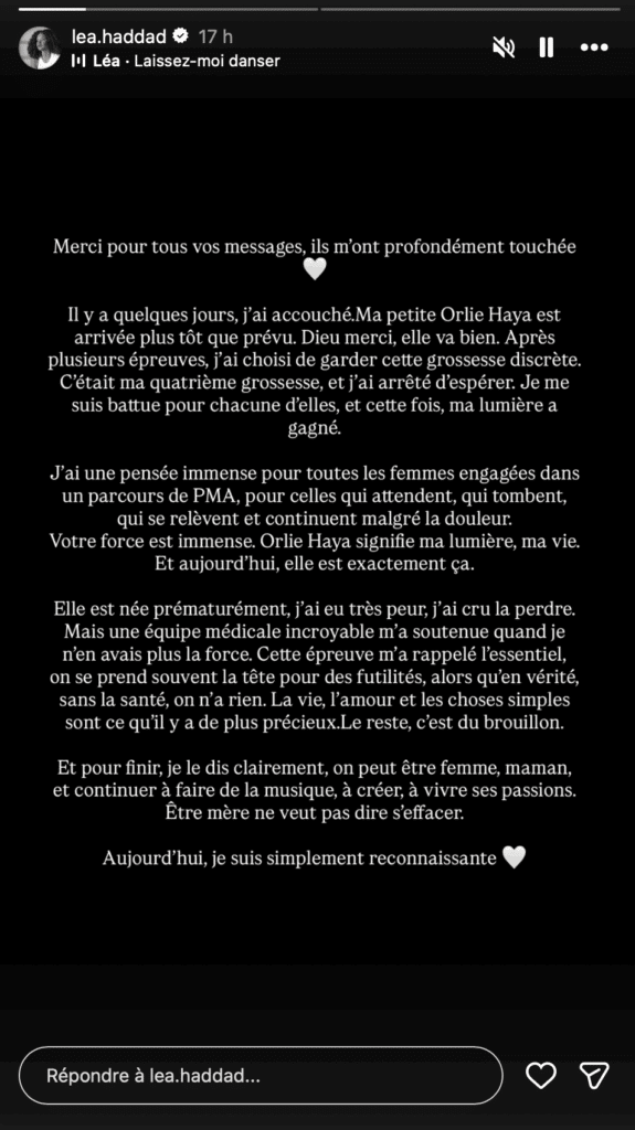 Léa Haddad (Star Academy) : maman pour la première fois, elle annonce le prénom original de son bébé