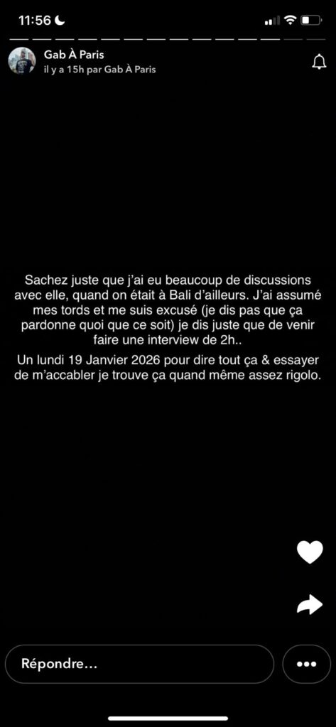 Gabriel Ayuso : il réagit au témoignage de son ex Cynthia 
