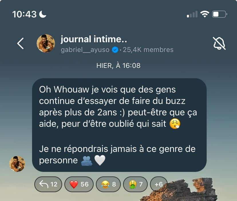 Gabriel Ayuso : il réagit au témoignage de son ex Cynthia 