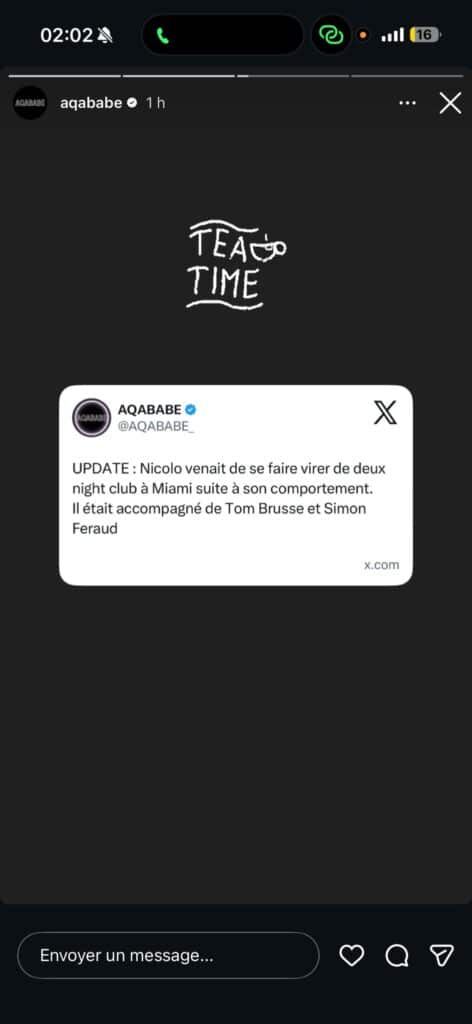 Nicolo (Les Anges) : aperçu dans un état second en plein Miami