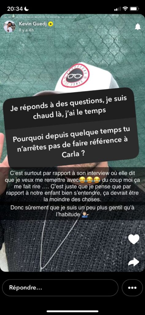 Kevin Guedj : il dit toute la vérité sur sa relation avec Carla Moreau