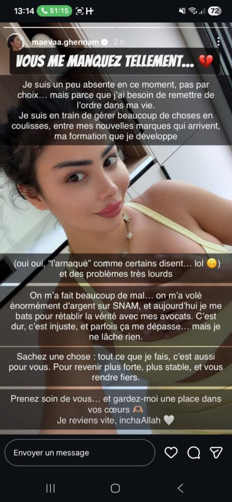 Maeva Ghennam trahie : elle annonce prendre une pause pour régler ses problèmes