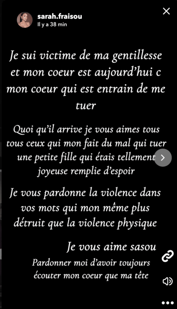 Sarah Fraisou : l’influenceuse menace de mettre fin à ses jours avec un message d’adieu