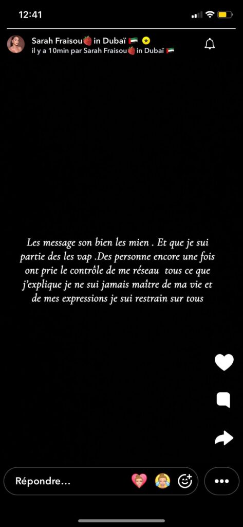 Sarah Fraisou : elle partage un message après avoir menacé de mettre fin à ses jours