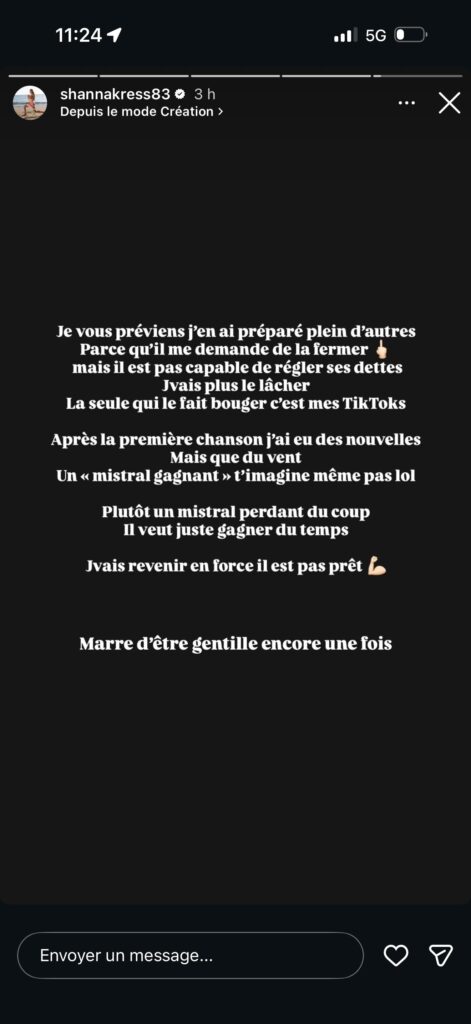 Shanna Kress : toujours en conflit avec Thibault Garcia, elle ne compte pas en rester là