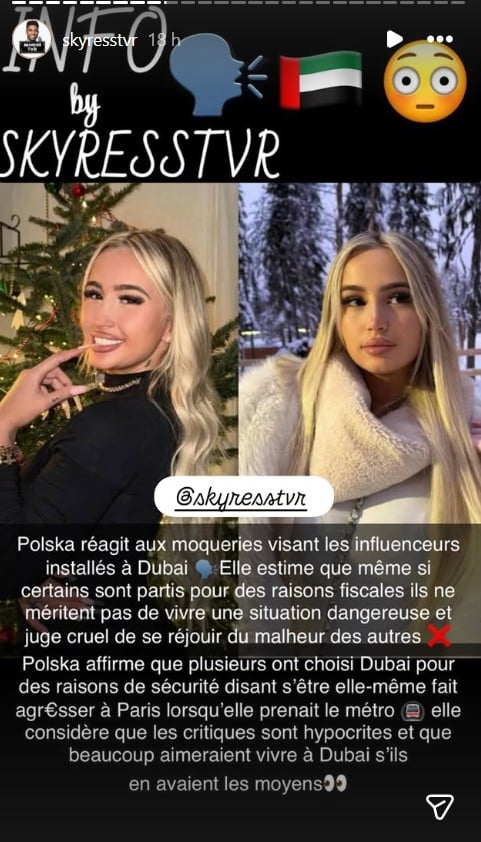 Polska : elle prend la défense des influenceurs français bloqués à Dubaï