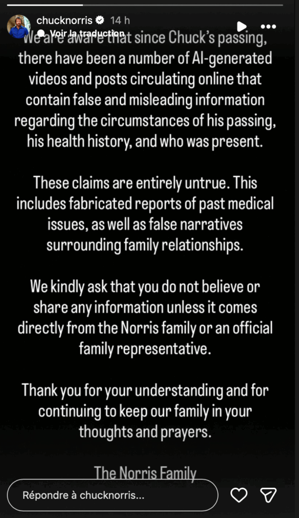Chuck Norris : sa famille dément les rumeurs sur les circonstances de son décès