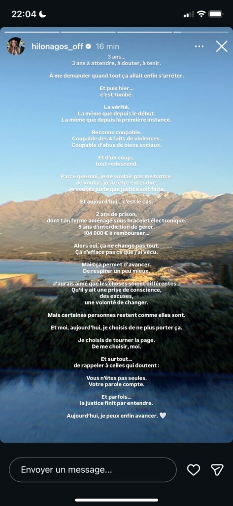 Hilona Gos : elle réagit après la condamnation de son ex Julien Bert