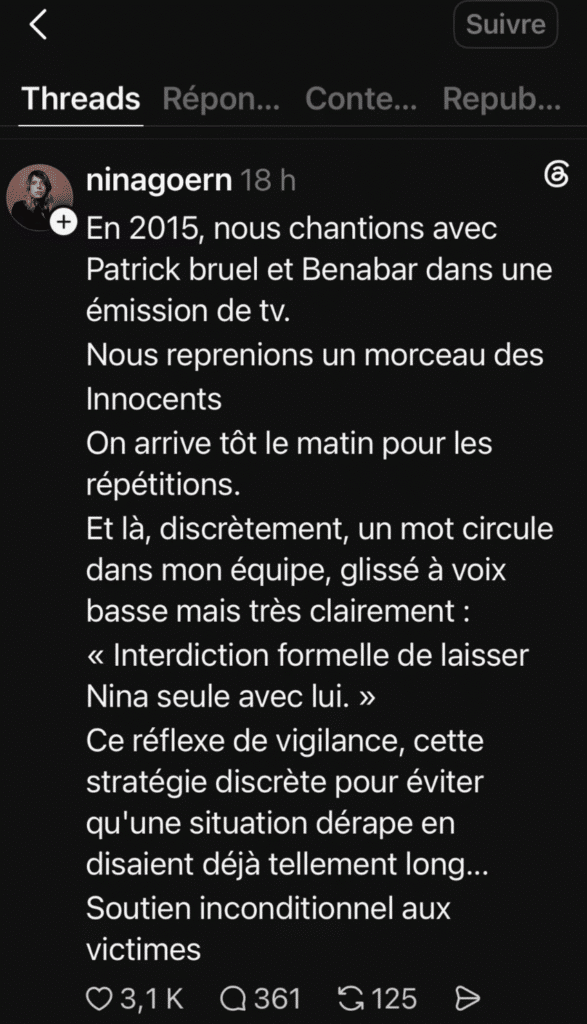 Patrick Bruel : une coach de The Voice raconte comment son équipe la protégeait du chanteur en coulisses